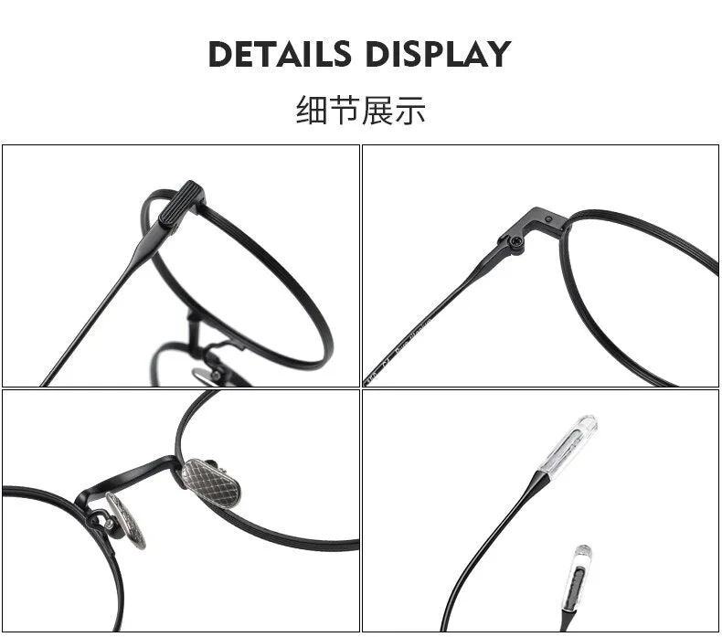 Muzz Men's Full Rim Round Titanium Frame Eyeglasses 8084