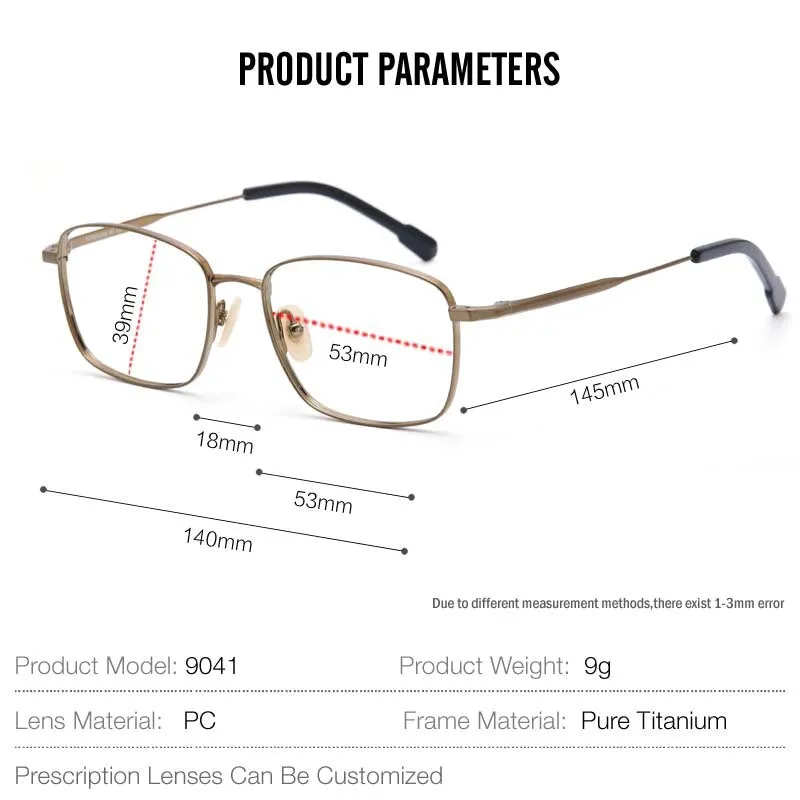 Muzz Men's Full Rim Square Titanium Eyeglasses H9041