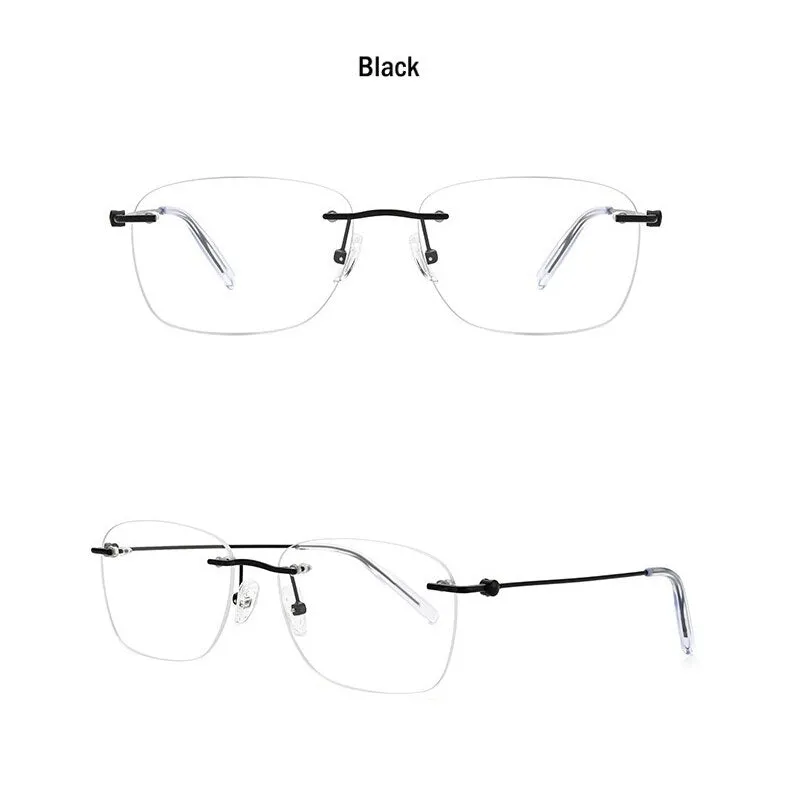 Muzz Men's Rimless Square Titanium Frame Eyeglasses 160221