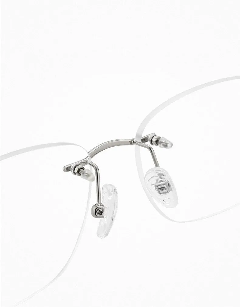 Muzz Men's Rimless Square Titanium Frame Eyeglasses 160221