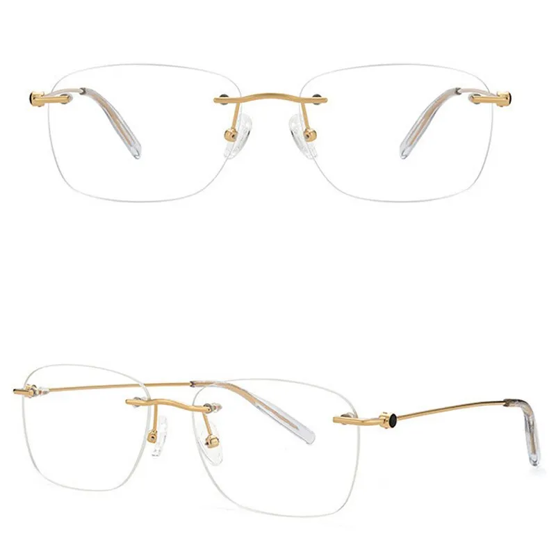 Muzz Men's Rimless Square Titanium Frame Eyeglasses 160221