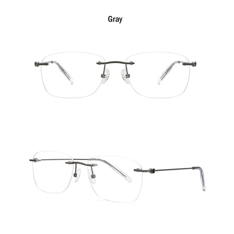 Muzz Men's Rimless Square Titanium Frame Eyeglasses 160221