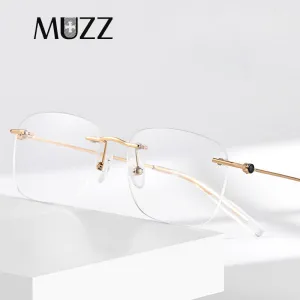 Muzz Men's Rimless Square Titanium Frame Eyeglasses 160221