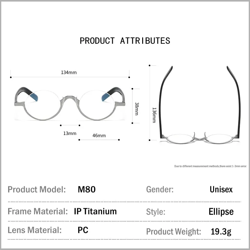 Muzz Men's Semi Rim Acetate Titanium Frame Eyeglasses 80