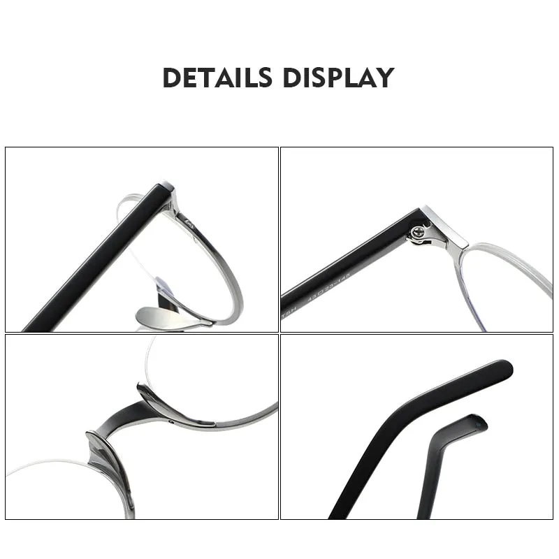 Muzz Men's Semi Rim Acetate Titanium Frame Eyeglasses 80