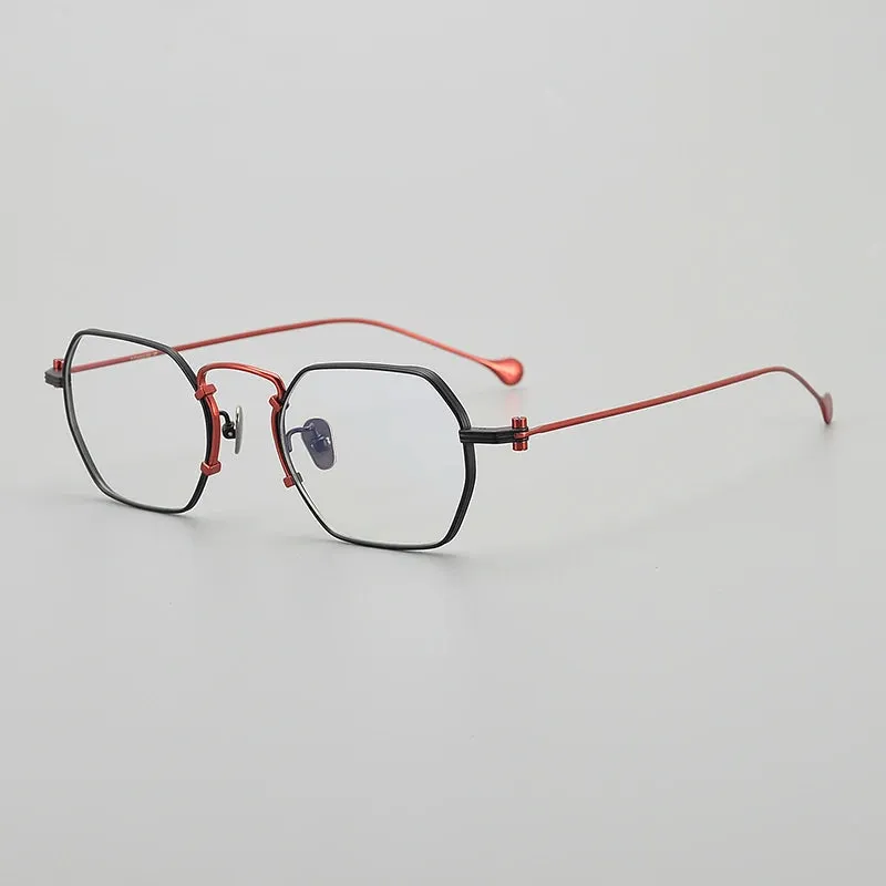 Muzz Unisex Full Rim Flat Top Square Titanium Eyeglasses 1969