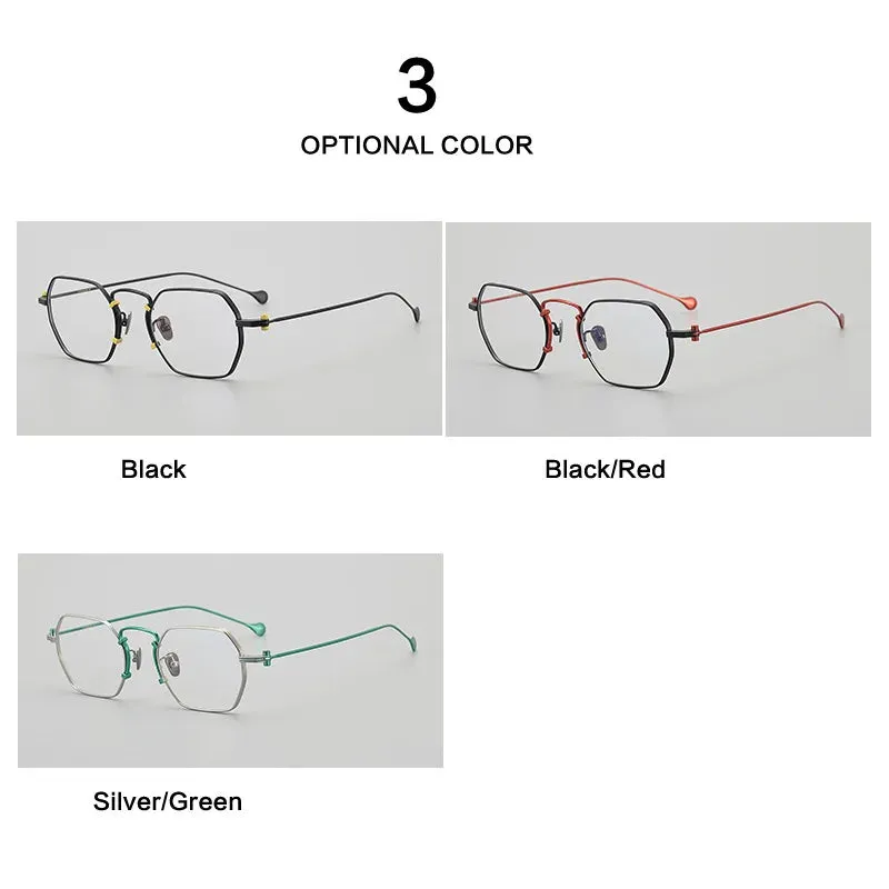 Muzz Unisex Full Rim Flat Top Square Titanium Eyeglasses 1969