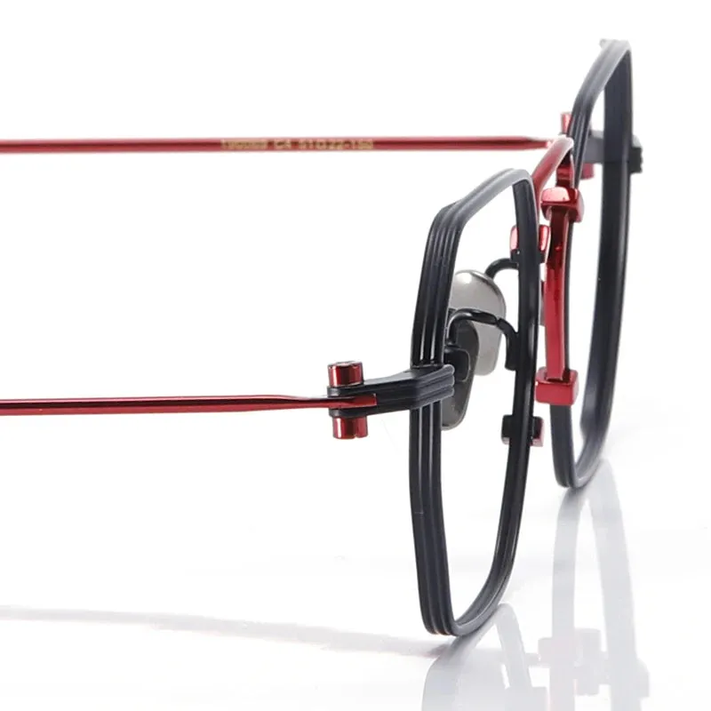 Muzz Unisex Full Rim Flat Top Square Titanium Eyeglasses 1969