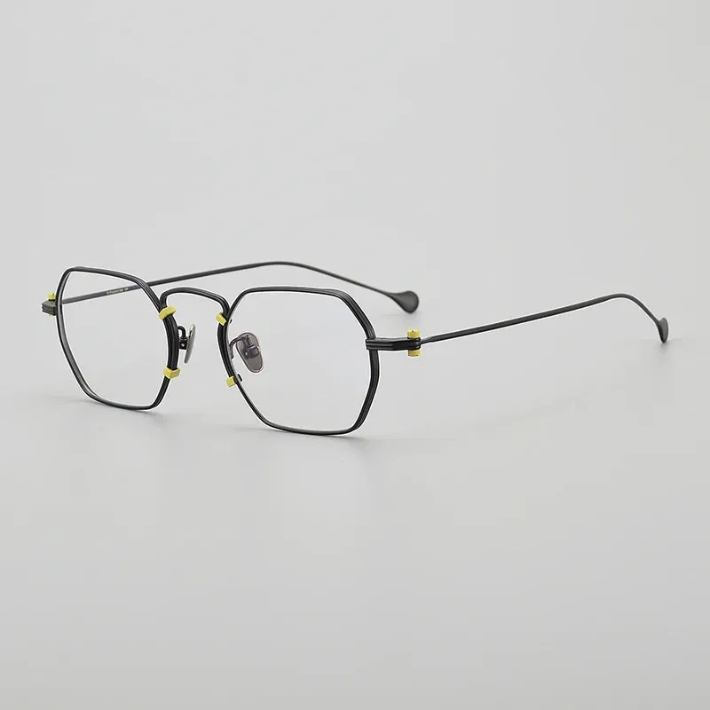 Muzz Unisex Full Rim Flat Top Square Titanium Eyeglasses 1969