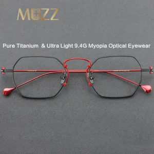 Muzz Unisex Full Rim Flat Top Square Titanium Eyeglasses 1969