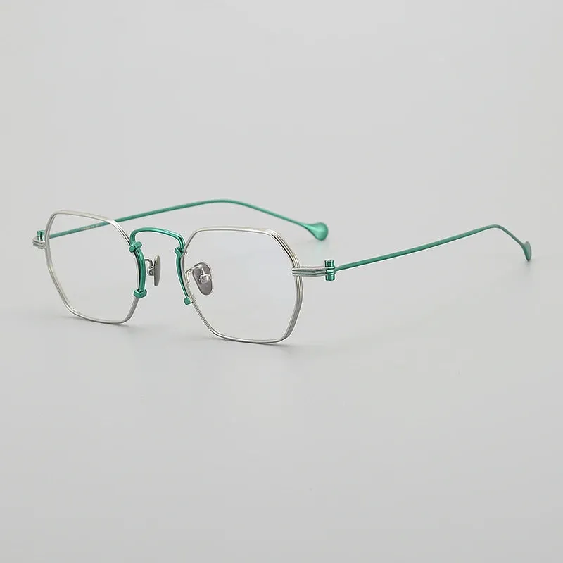 Muzz Unisex Full Rim Flat Top Square Titanium Eyeglasses 1969
