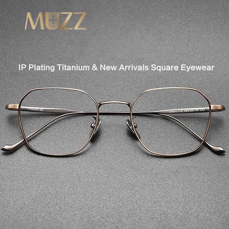 Muzz Unisex Full Rim Geometric IP Titanium Eyeglasses 316