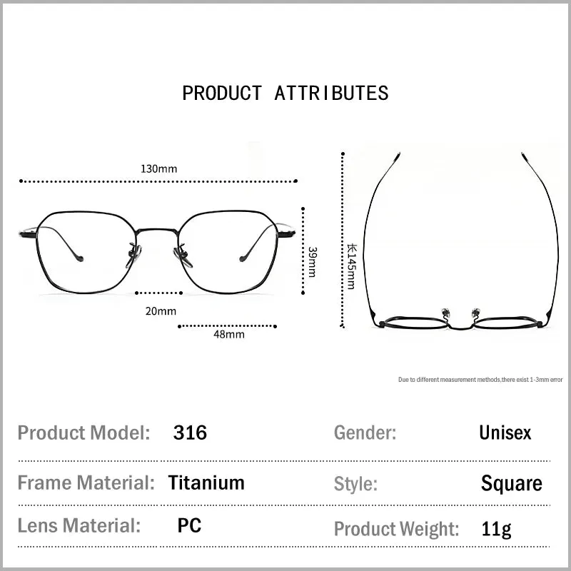 Muzz Unisex Full Rim Geometric IP Titanium Eyeglasses 316