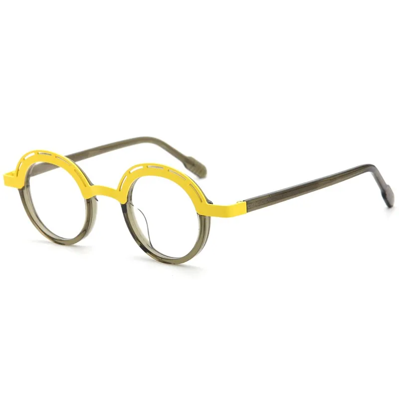 Muzz Unisex Full Rim Irregular Round Acetate Alloy Eyeglasses 1176