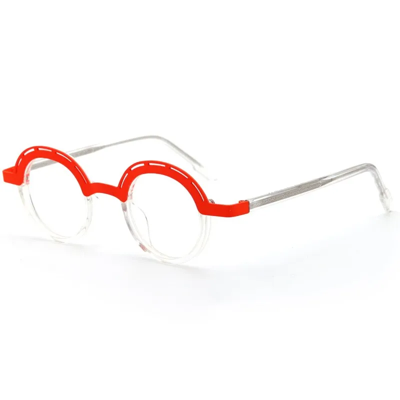 Muzz Unisex Full Rim Irregular Round Acetate Alloy Eyeglasses 1176
