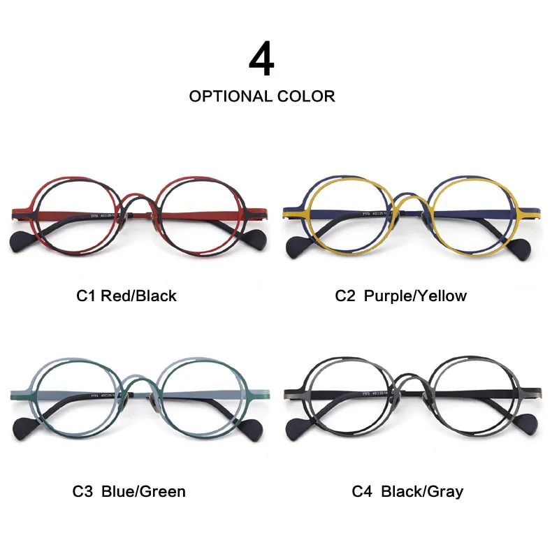 Muzz Unisex Full Rim Irregular Round Ip Titanium Eyeglasses T7773