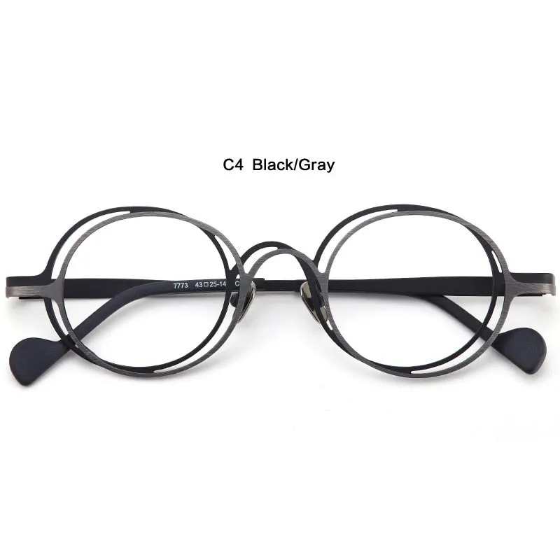 Muzz Unisex Full Rim Irregular Round Ip Titanium Eyeglasses T7773