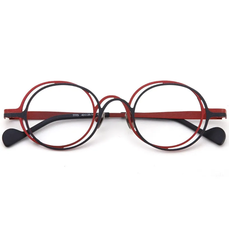 Muzz Unisex Full Rim Irregular Round Ip Titanium Eyeglasses T7773