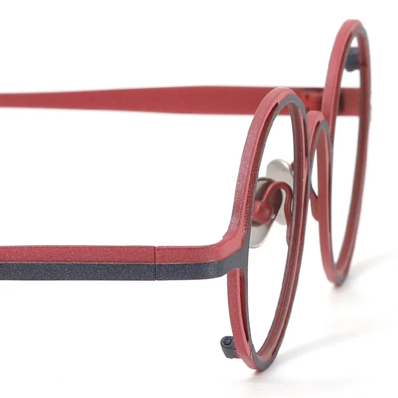 Muzz Unisex Full Rim Irregular Round Ip Titanium Eyeglasses T7773