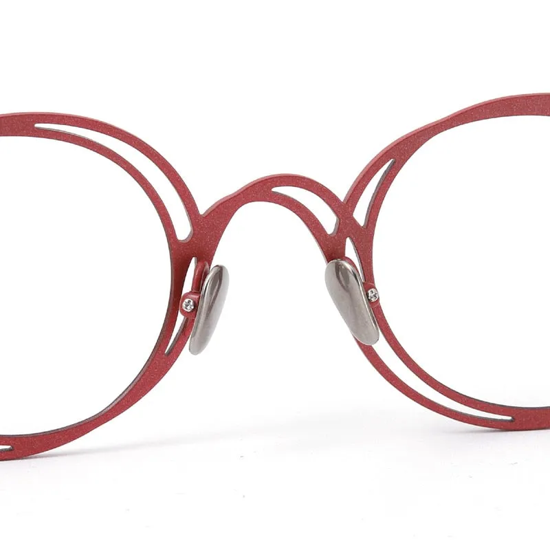 Muzz Unisex Full Rim Irregular Round Ip Titanium Eyeglasses T7773