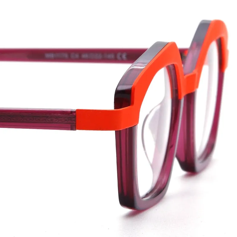 Muzz Unisex Full Rim Polygon Square Acetate Alloy Eyeglasses 1175