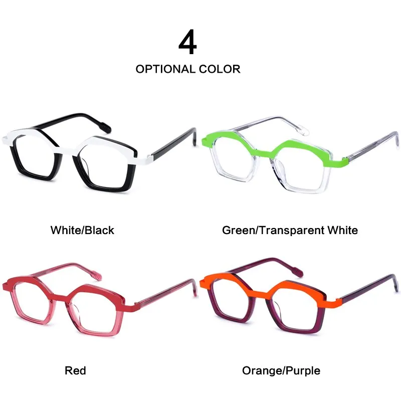 Muzz Unisex Full Rim Polygon Square Acetate Alloy Eyeglasses 1175