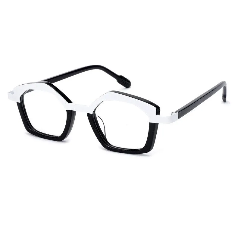 Muzz Unisex Full Rim Polygon Square Acetate Alloy Eyeglasses 1175