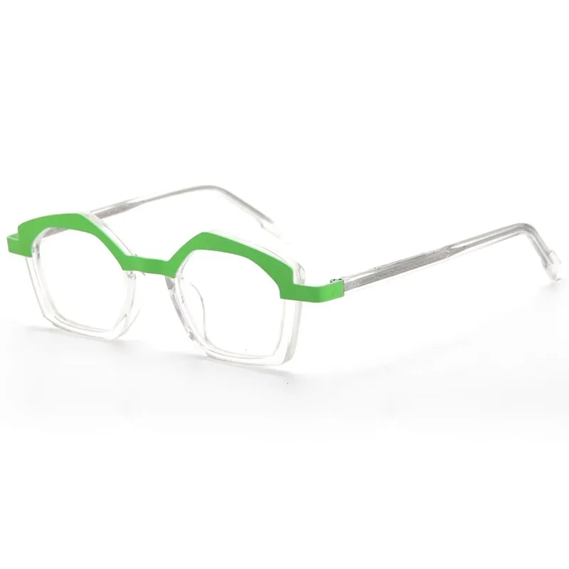 Muzz Unisex Full Rim Polygon Square Acetate Alloy Eyeglasses 1175