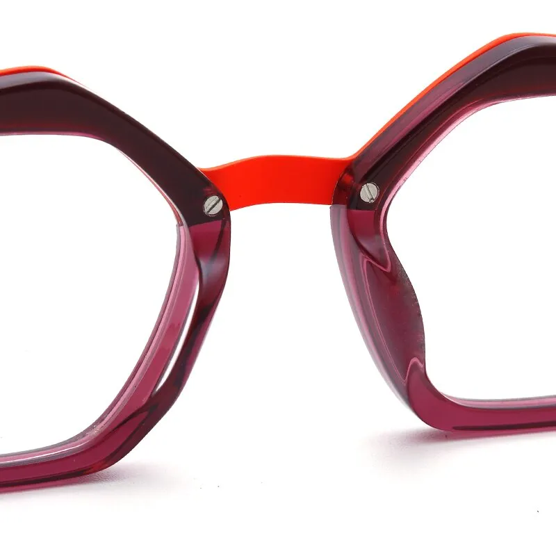 Muzz Unisex Full Rim Polygon Square Acetate Alloy Eyeglasses 1175