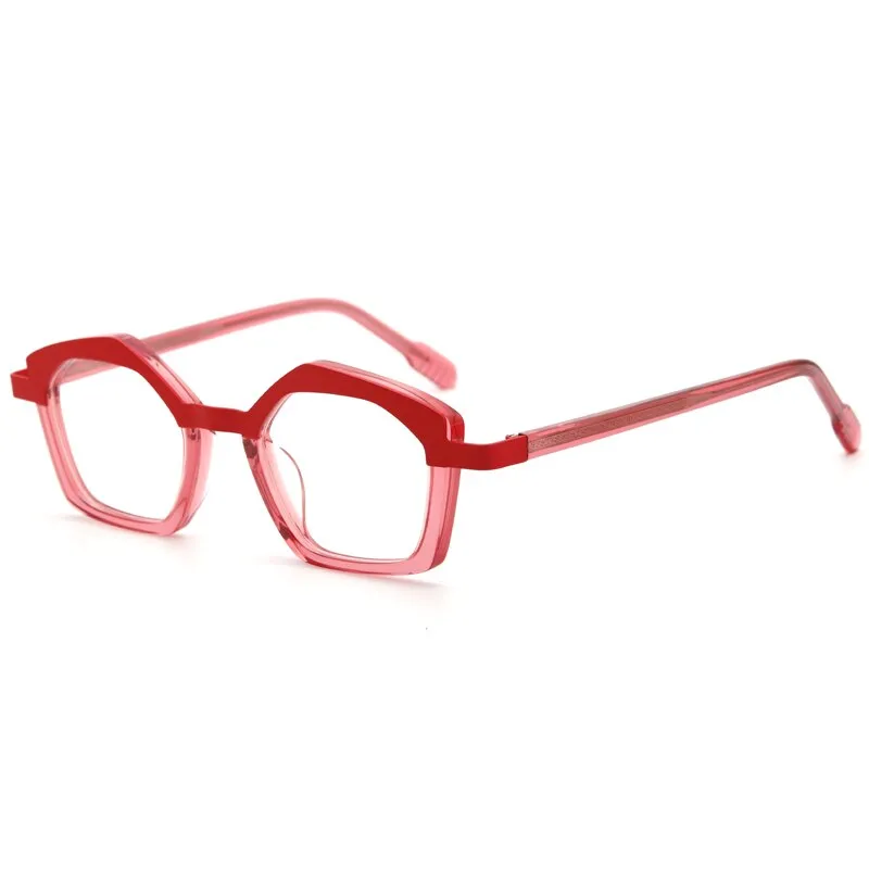Muzz Unisex Full Rim Polygon Square Acetate Alloy Eyeglasses 1175