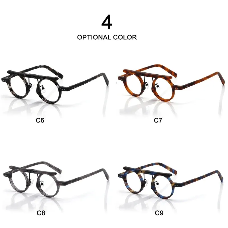 Muzz Unisex Full Rim Round Double Bridge Acetate Eyeglasses P596
