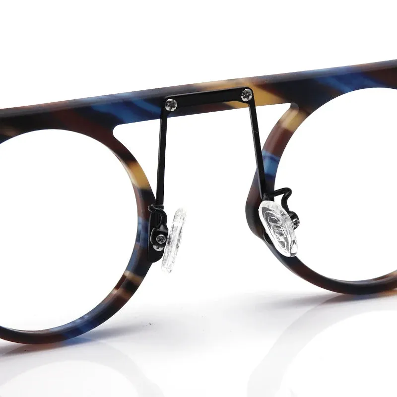 Muzz Unisex Full Rim Round Double Bridge Acetate Eyeglasses P596