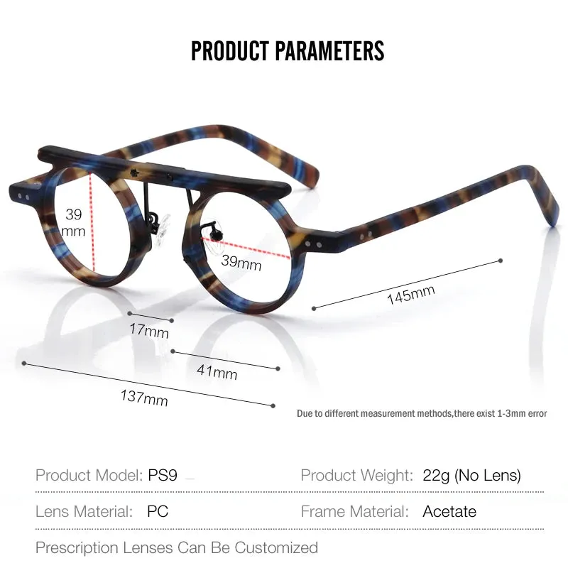 Muzz Unisex Full Rim Round Double Bridge Acetate Eyeglasses P596