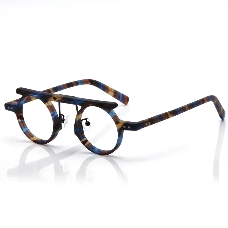 Muzz Unisex Full Rim Round Double Bridge Acetate Eyeglasses P596