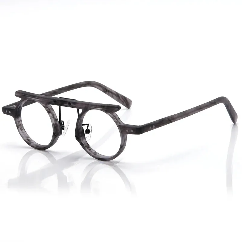 Muzz Unisex Full Rim Round Double Bridge Acetate Eyeglasses P596