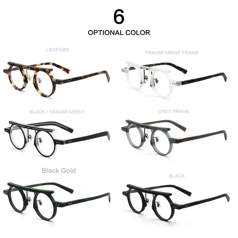 Muzz Unisex Full Rim Round Double Bridge Acetate Eyeglasses P596