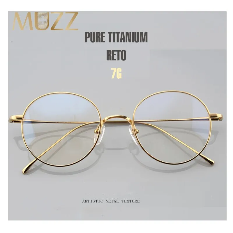 Muzz Unisex Full Rim Round Titanium Frame Eyeglasses 164044