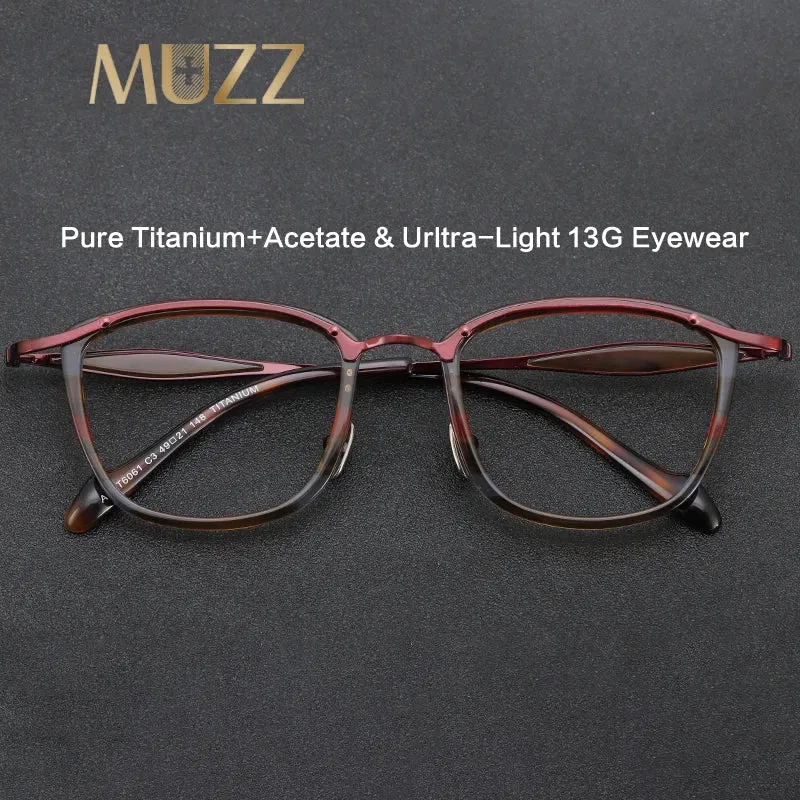 Muzz Unisex Full Rim Square Titanium Eyeglasses 6061