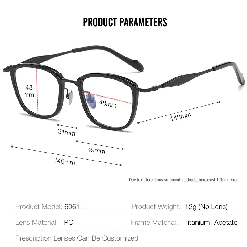 Muzz Unisex Full Rim Square Titanium Eyeglasses 6061