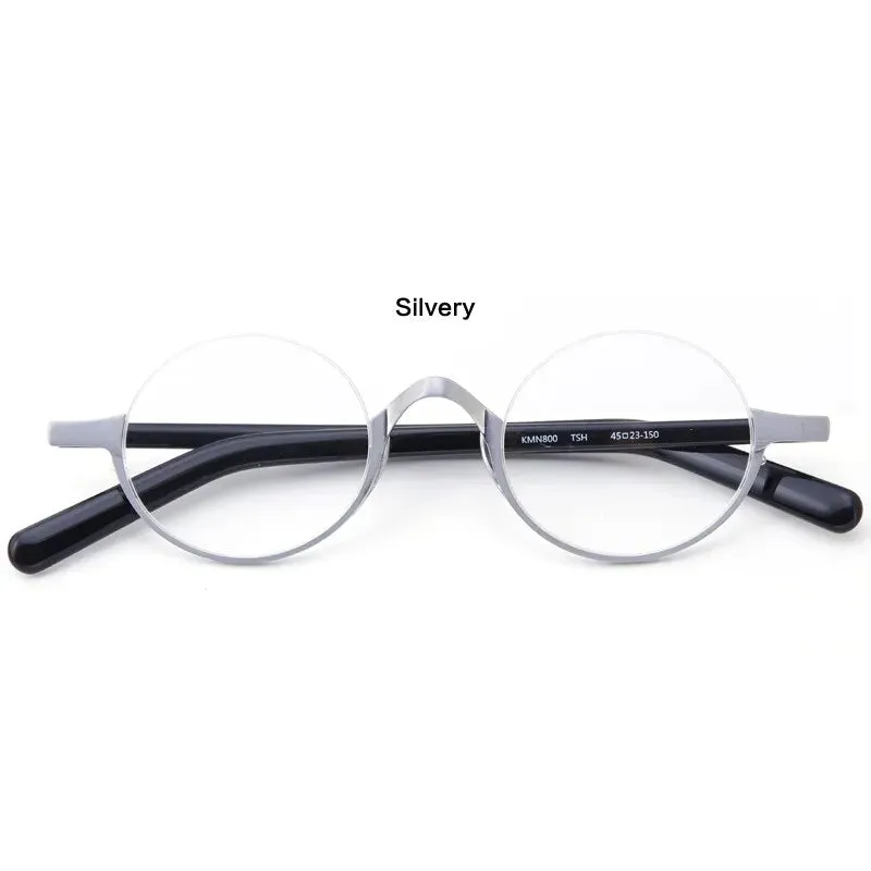 Muzz Unisex Semi Rim Small Round Titanium Acetate Eyeglasses Kmn80x