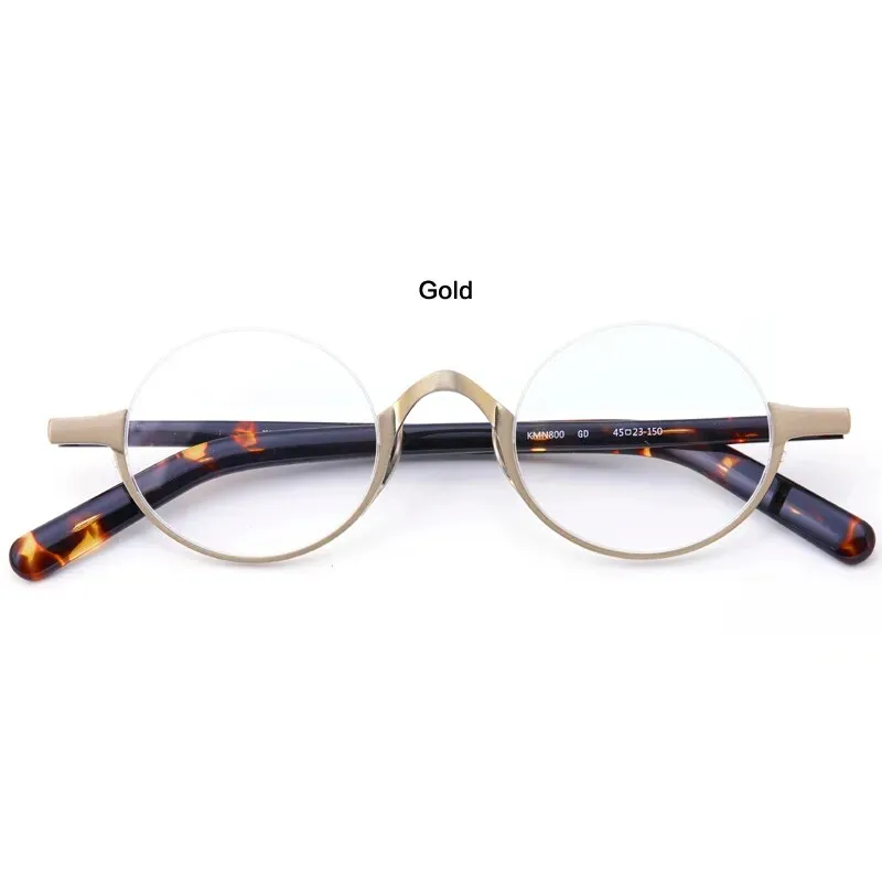 Muzz Unisex Semi Rim Small Round Titanium Acetate Eyeglasses Kmn80x