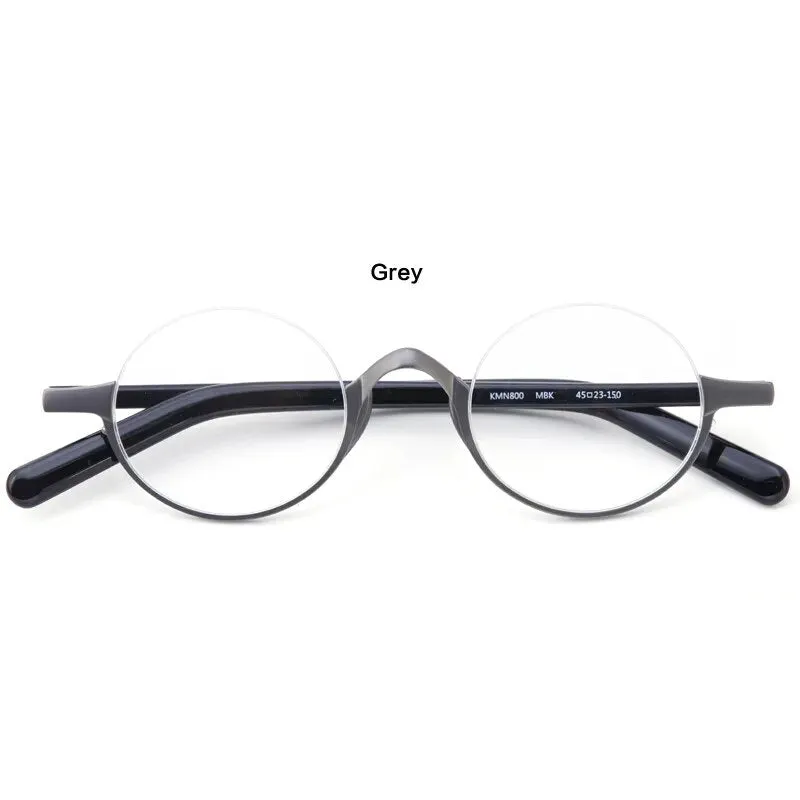 Muzz Unisex Semi Rim Small Round Titanium Acetate Eyeglasses Kmn80x