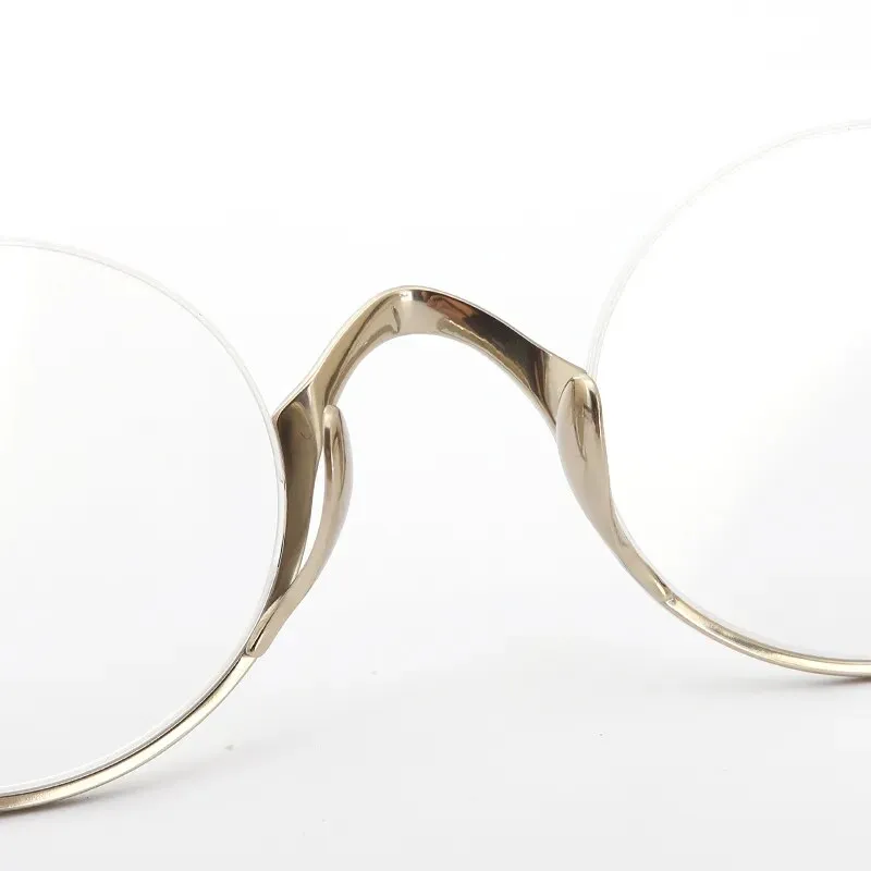 Muzz Unisex Semi Rim Small Round Titanium Acetate Eyeglasses Kmn80x