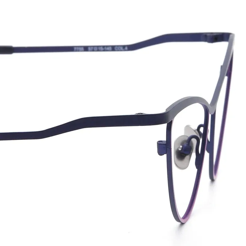 Muzz Women's Full Rim Large Cat Eye Titanium Eyeglasses 7755