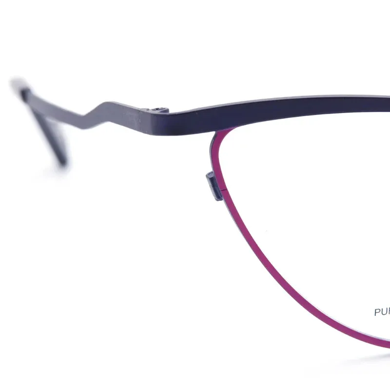 Muzz Women's Full Rim Large Cat Eye Titanium Eyeglasses 7755