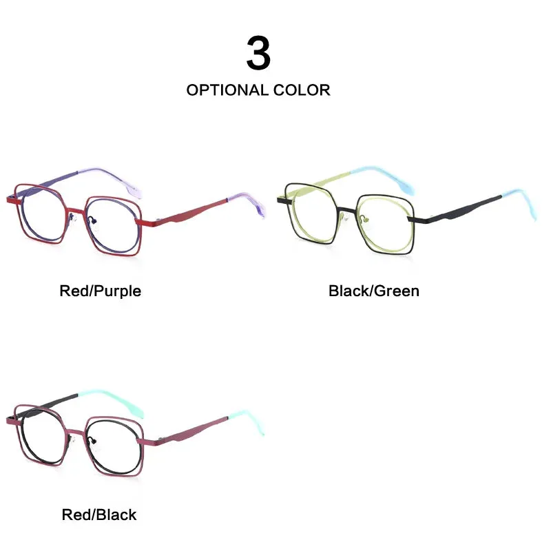 Muzz Women's Full Rim Round Square Alloy Eyeglasses 5525