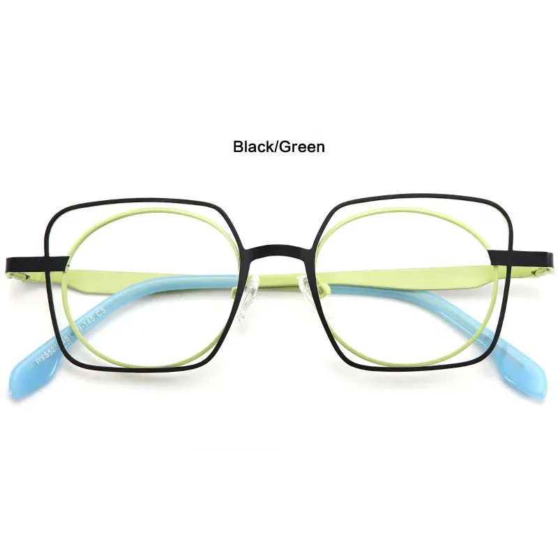 Muzz Women's Full Rim Round Square Alloy Eyeglasses 5525