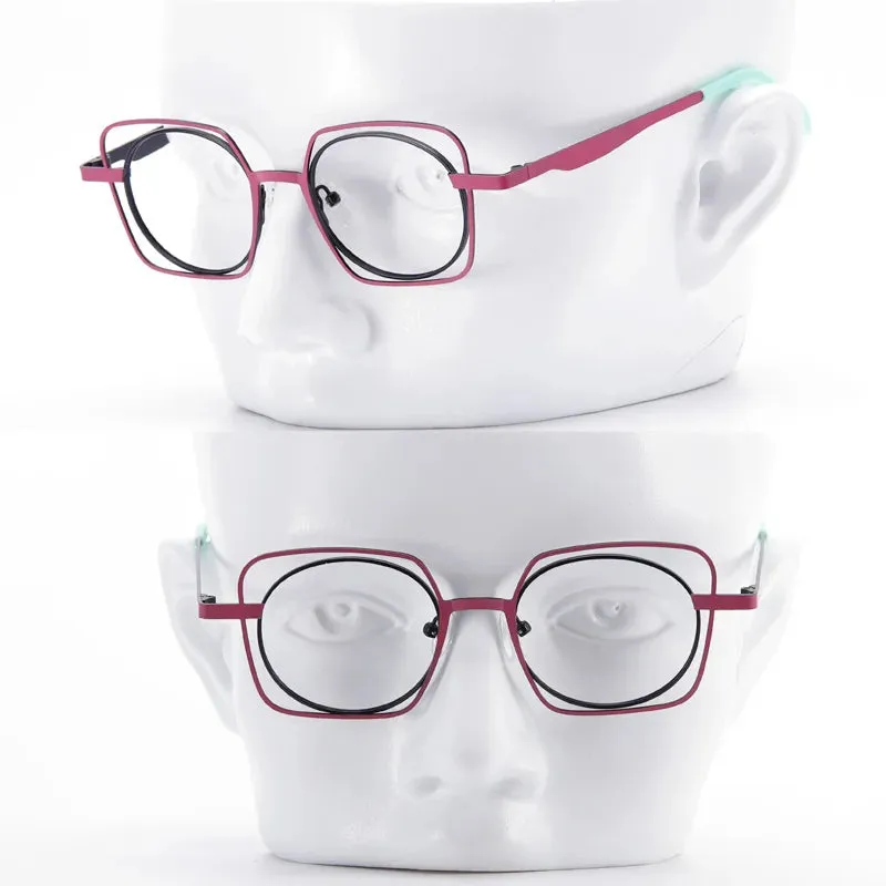 Muzz Women's Full Rim Round Square Alloy Eyeglasses 5525