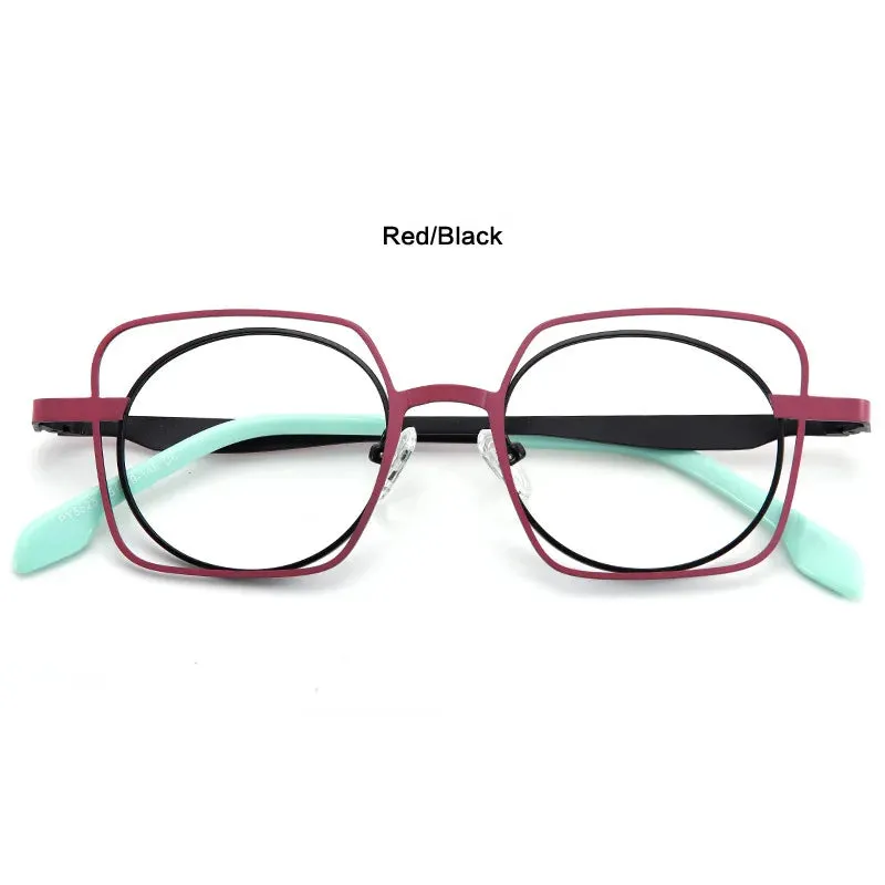 Muzz Women's Full Rim Round Square Alloy Eyeglasses 5525