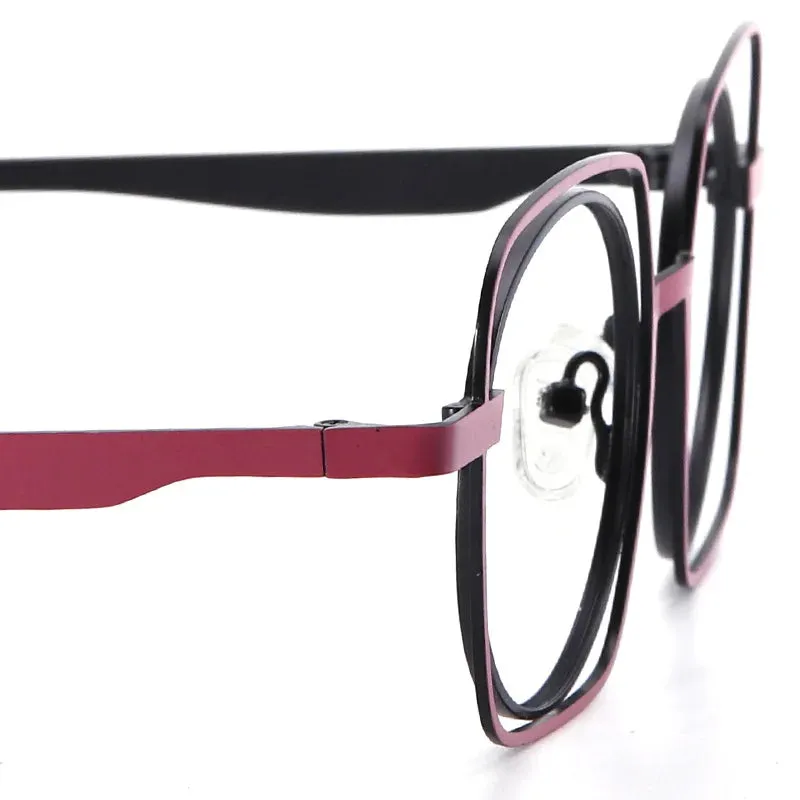 Muzz Women's Full Rim Round Square Alloy Eyeglasses 5525